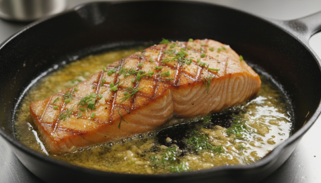 keto pan-seared salmon with garlic butter sauce keto pan-seared salmon with garlic butter sauce