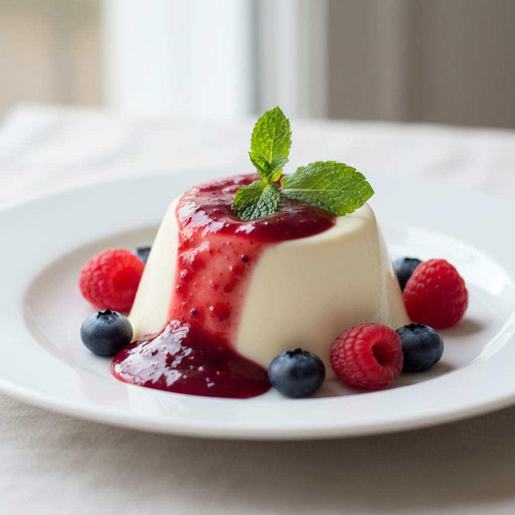 keto panna cotta with berry sauce