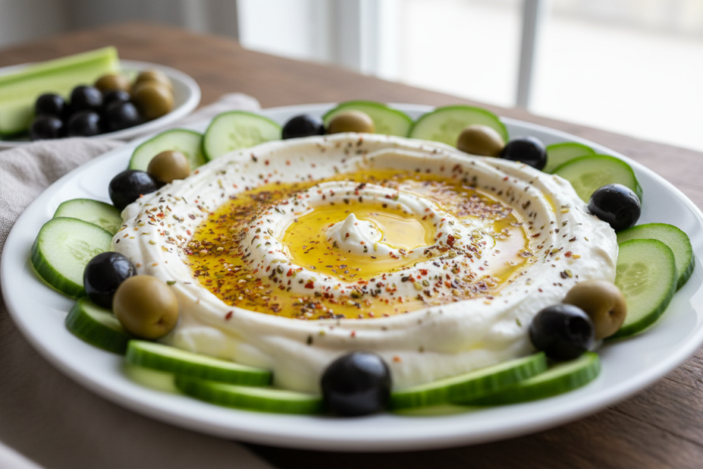 labneh spread with olive oil and za'atar