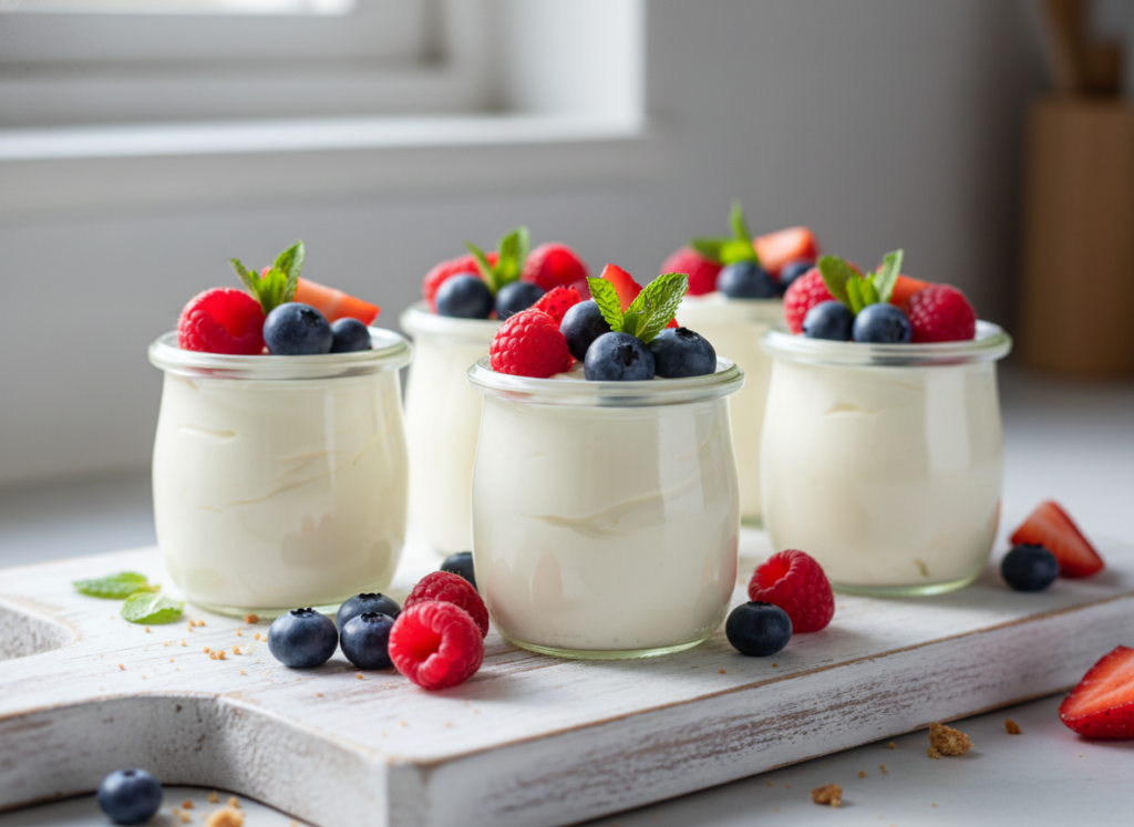 mini keto cheesecake cups in glass jars