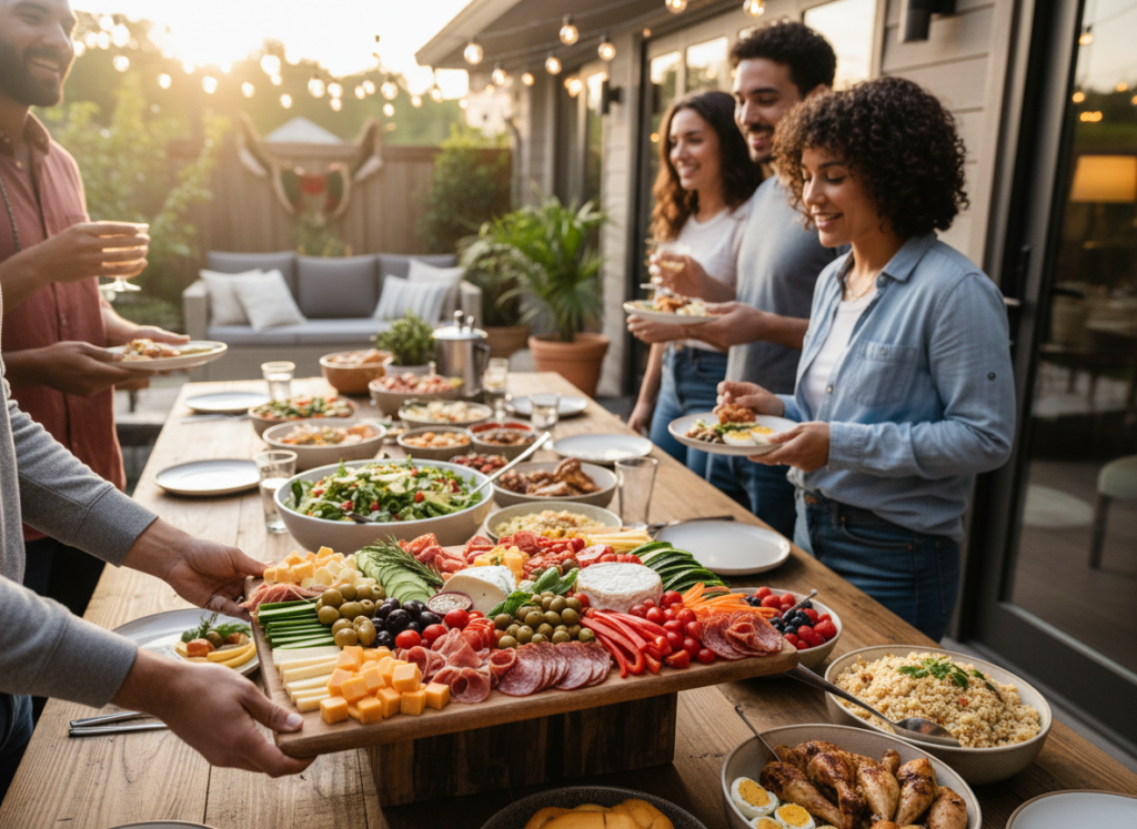 person bringing keto-friendly dish to a party