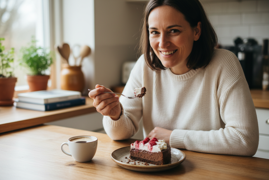 person enjoying keto dessert person enjoying keto dessert