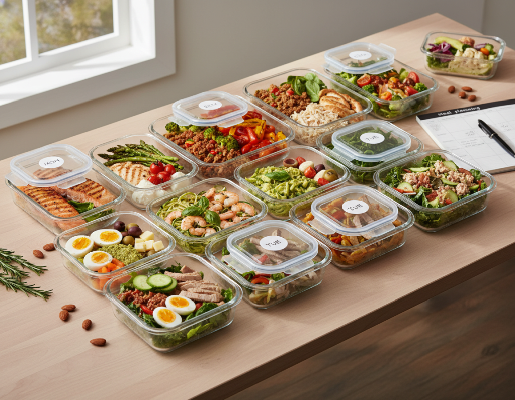 quick keto meal prep containers with various dishes quick keto meal prep containers with various dishes