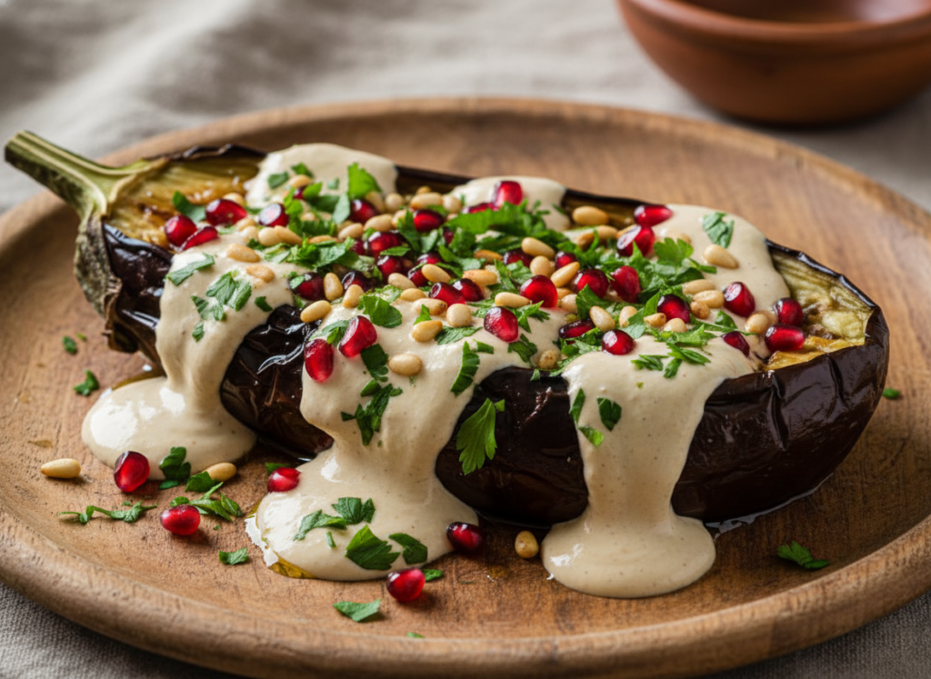 roasted eggplant with tahini sauce roasted eggplant with tahini sauce