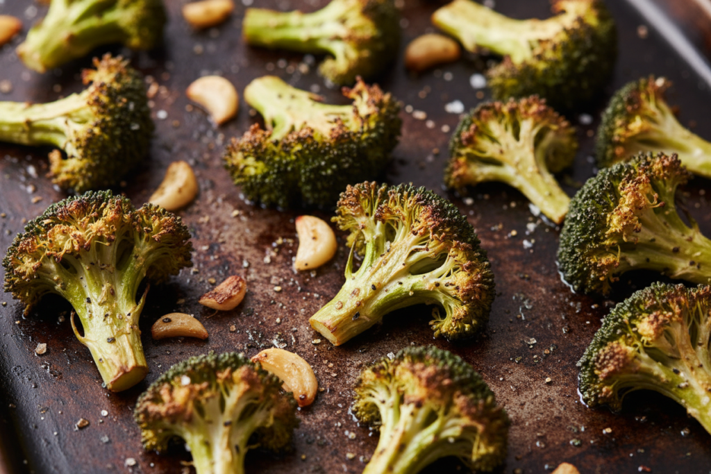 roasted keto broccoli with garlic and crispy edges roasted keto broccoli with garlic and crispy edges