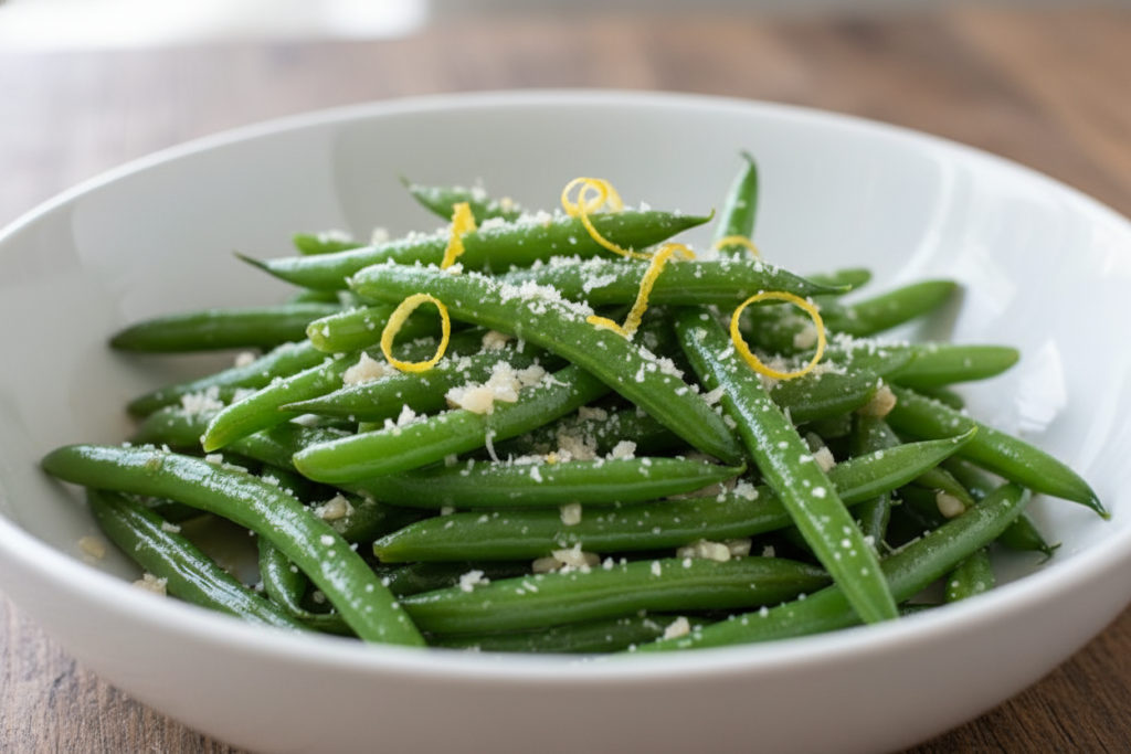 sauteed green beans with garlic and parmesan cheese
