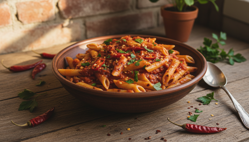 spicy arrabbiata pasta with fresh herbs spicy arrabbiata pasta with fresh herbs