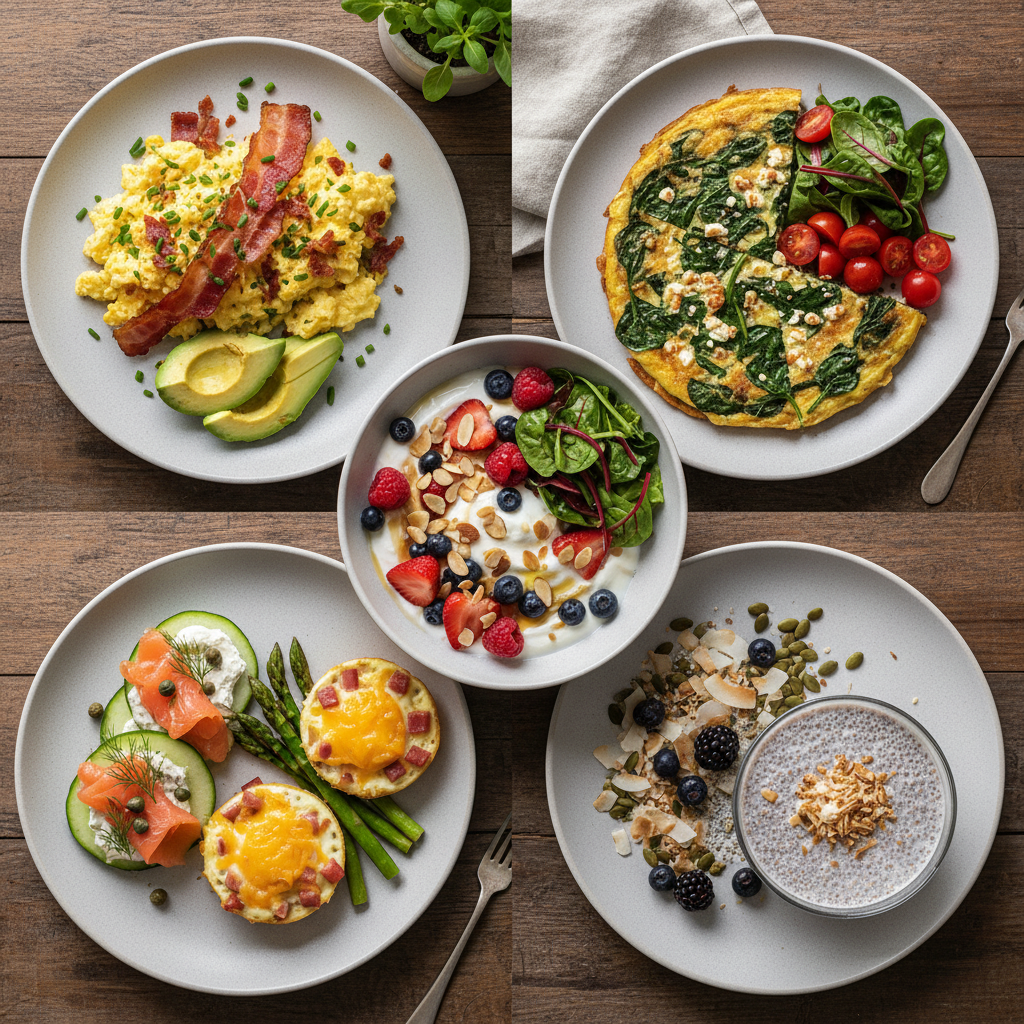 variety of different keto breakfast plates