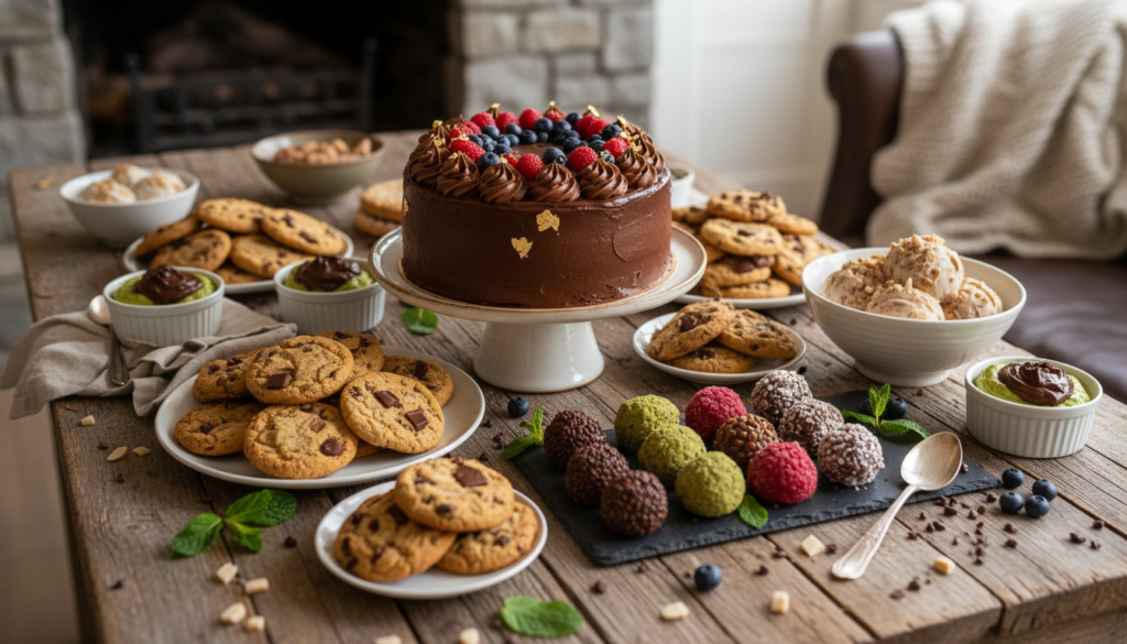 variety of finished keto desserts displayed together variety of finished keto desserts displayed together