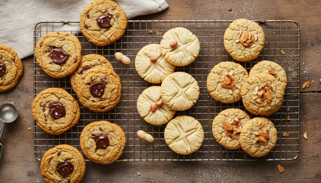 variety of keto cookies on cooling rack variety of keto cookies on cooling rack