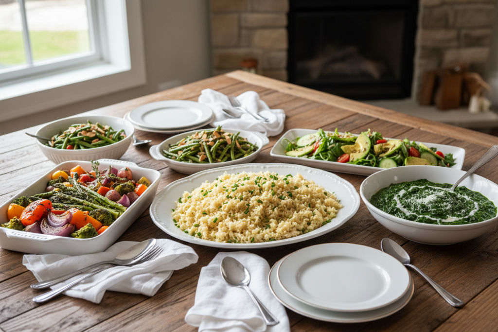 variety of keto side dishes on serving platters variety of keto side dishes on serving platters