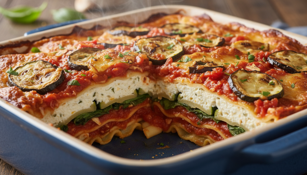 vegan lasagna with layers of vegetables vegan lasagna with layers of vegetables