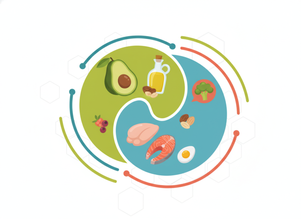 visual breakdown of keto macros showing high fat, moderate protein, low carb portions