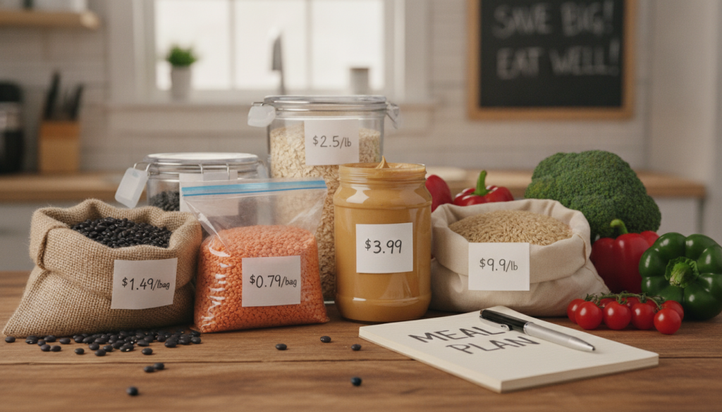 affordable vegan protein sources including dried beans, lentils, oats, and peanut butter affordable vegan protein sources including dried beans, lentils, oats, and peanut butter