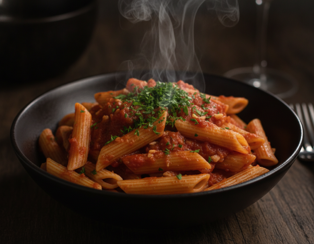 arrabbiata pasta with red pepper flakes