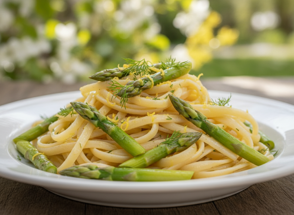 asparagus lemon pasta with fresh herbs