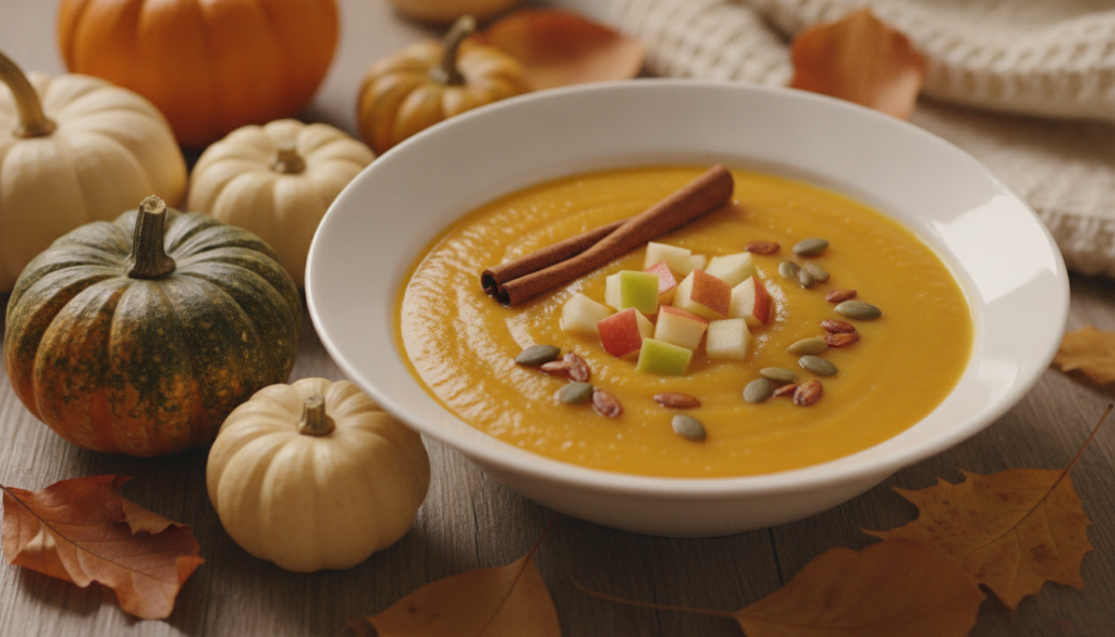 autumn apple butternut squash soup with cinnamon