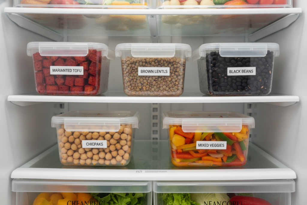 batch cooked protein sources in containers batch cooked protein sources in containers