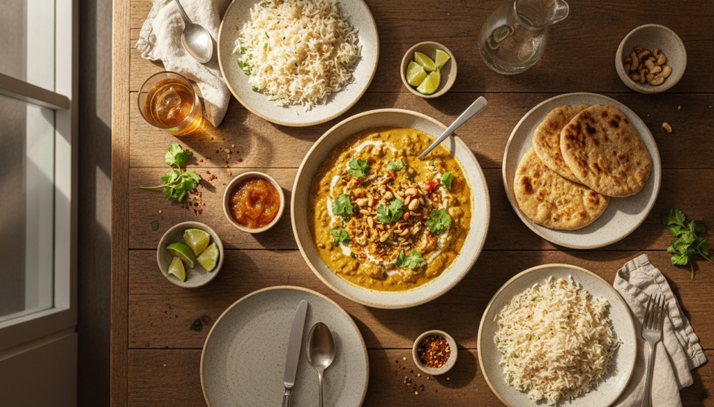beautiful finished vegan curry meal ready to be enjoyed beautiful finished vegan curry meal ready to be enjoyed