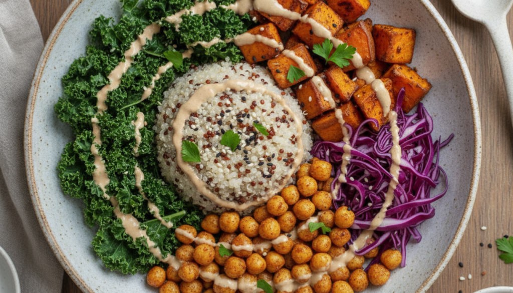 buddha bowl with colorful vegan ingredients buddha bowl with colorful vegan ingredients