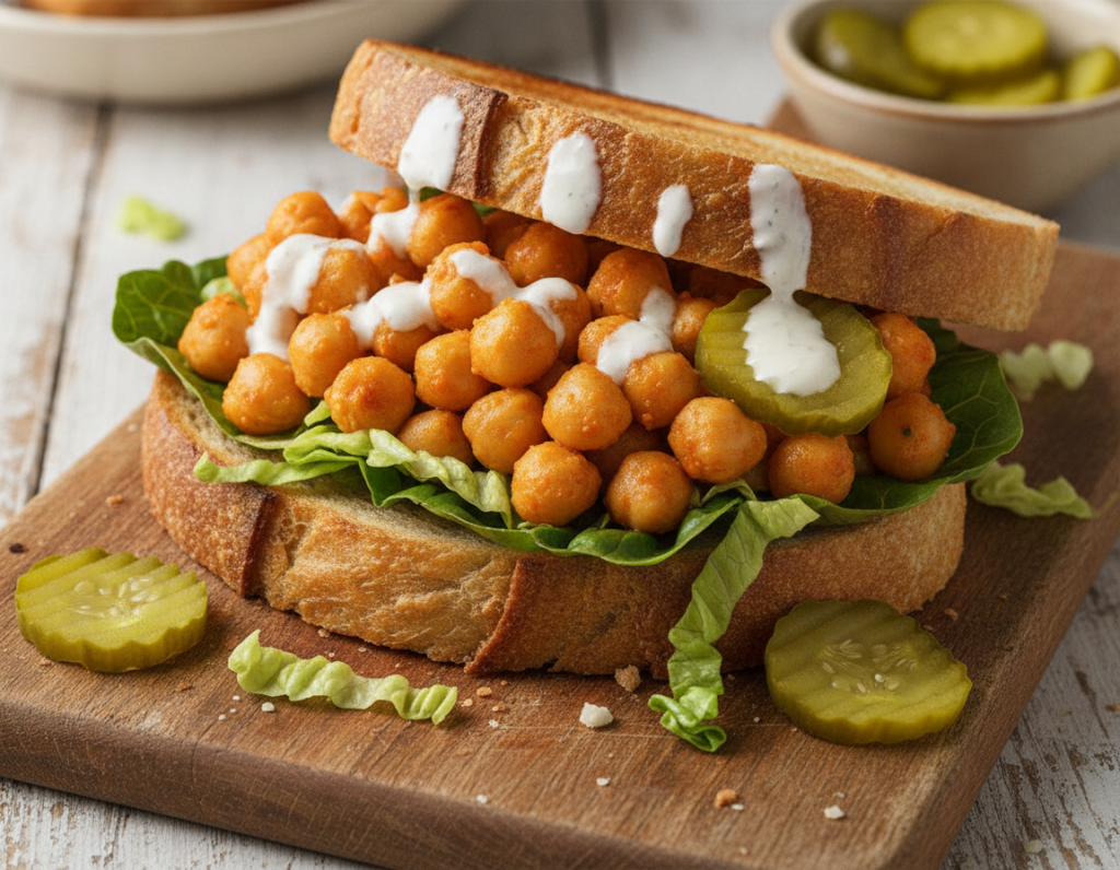 buffalo chickpea sandwich with spicy filling buffalo chickpea sandwich with spicy filling