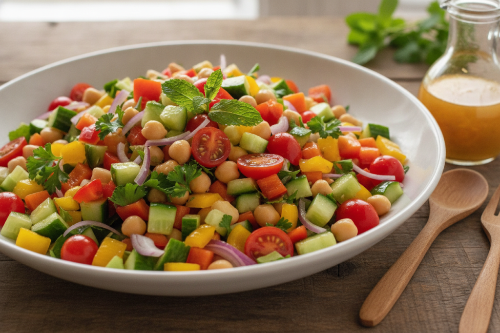 chopped vegetable salad with beans chopped vegetable salad with beans