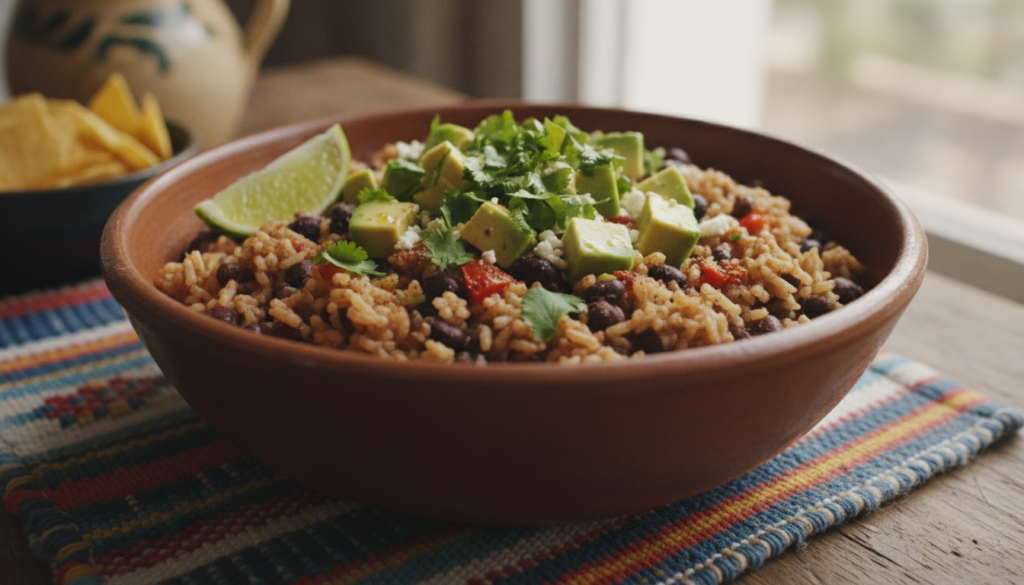 classic rice and beans combination served in bowl classic rice and beans combination served in bowl
