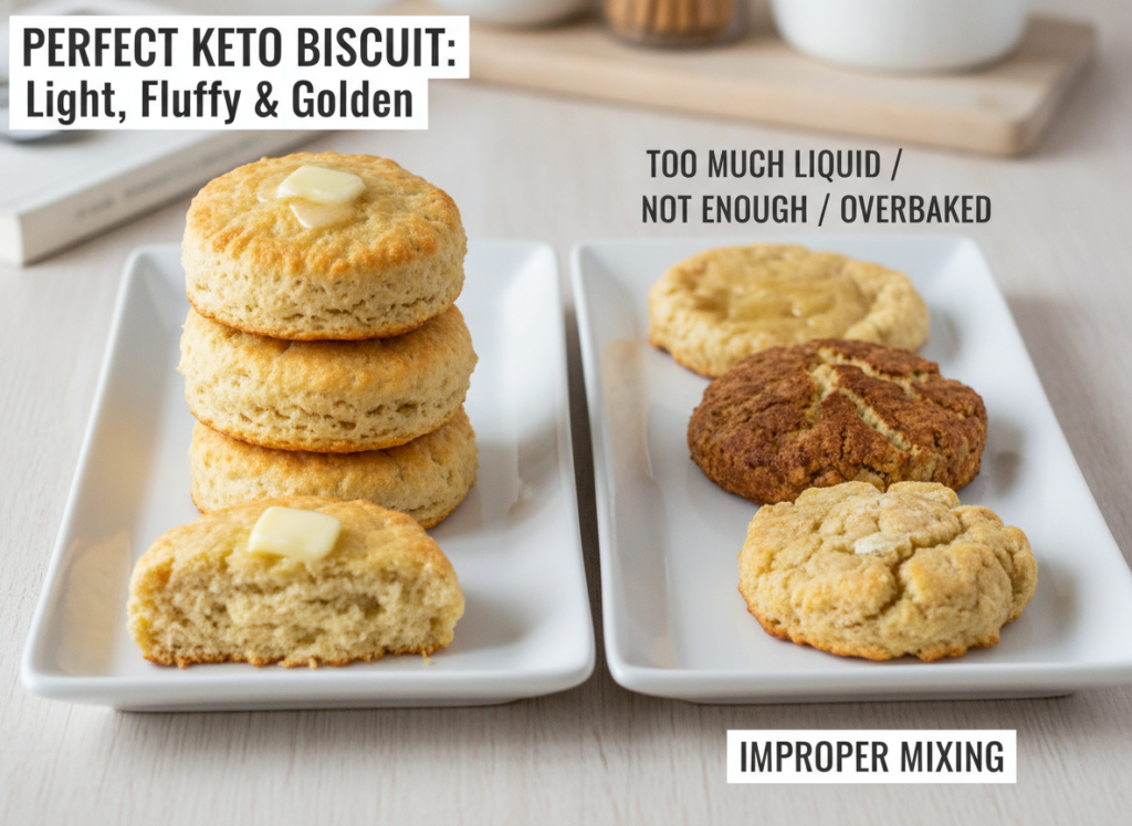 comparison of perfect versus imperfect keto biscuits