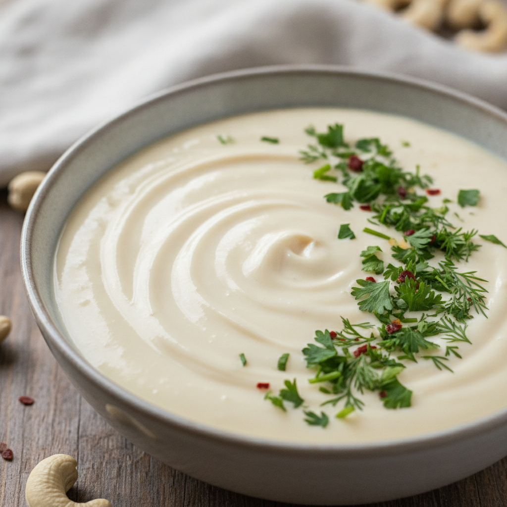 creamy cashew sauce in bowl creamy cashew sauce in bowl