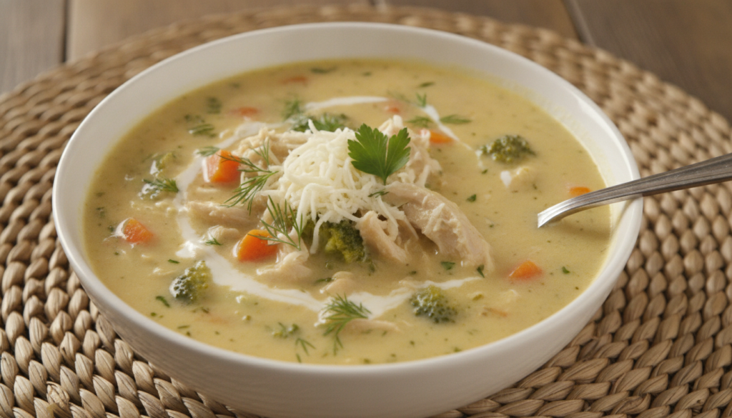 creamy keto chicken soup with vegetables