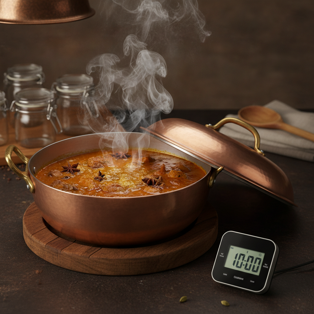 curry being stirred with resting time technique shown curry being stirred with resting time technique shown
