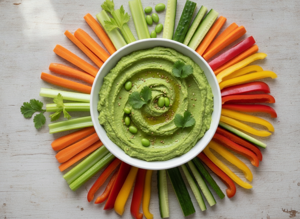 edamame hummus with vegetables edamame hummus with vegetables