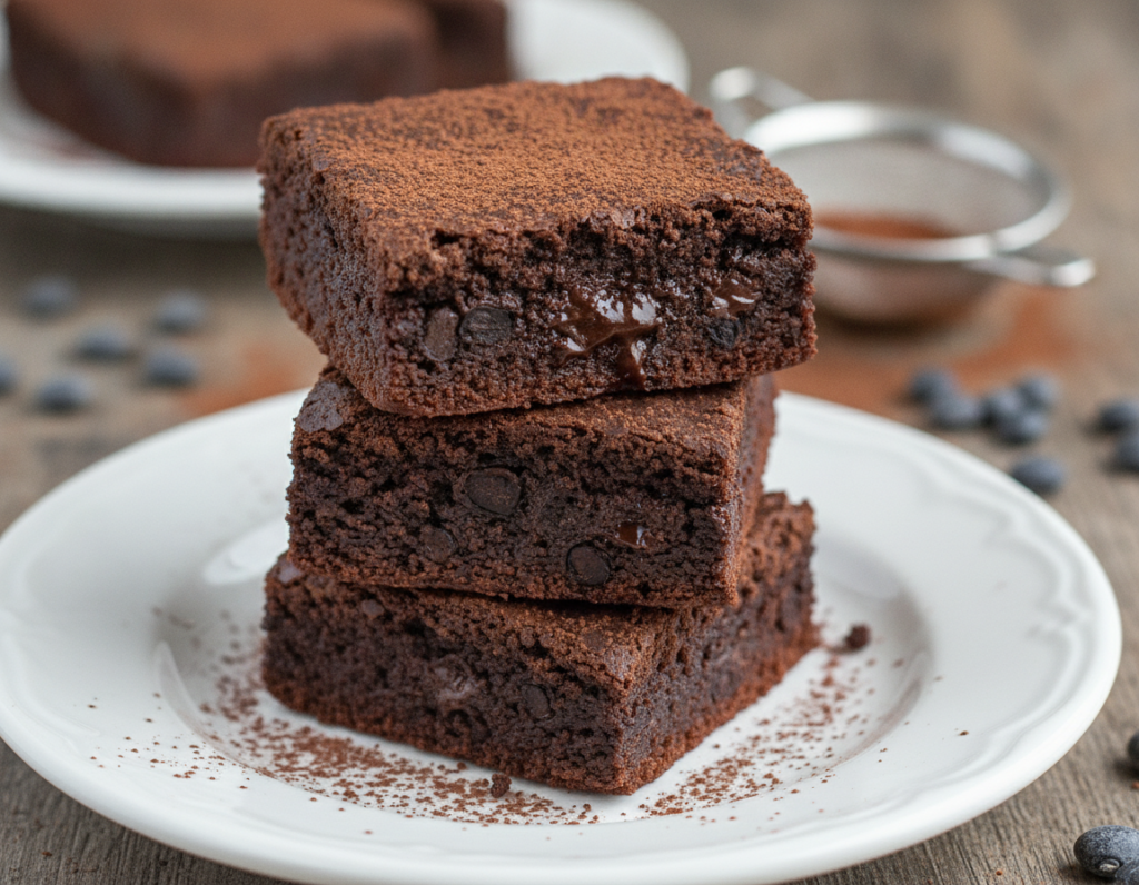 fudgy black bean brownies on plate fudgy black bean brownies on plate