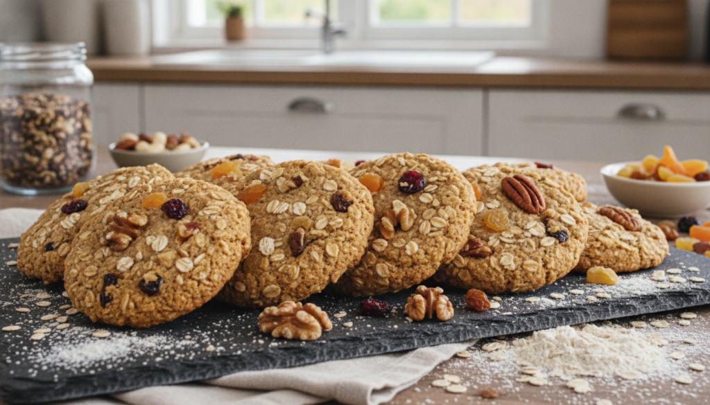 healthier vegan cookies made with whole wheat flour nuts and dried fruit