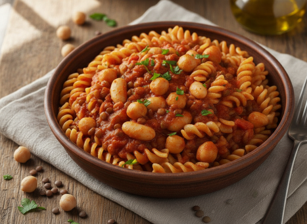 high-protein vegan pasta with beans and lentils high-protein vegan pasta with beans and lentils