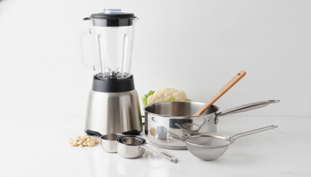 high-speed blender and cooking equipment for making vegan alfredo sauce high-speed blender and cooking equipment for making vegan alfredo sauce