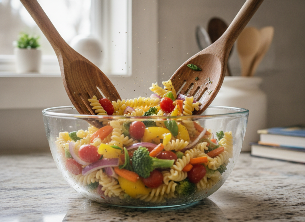 ingredients being mixed together in large bowl ingredients being mixed together in large bowl