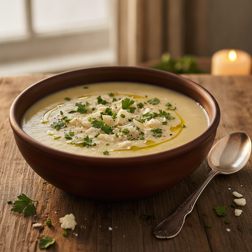 keto cauliflower soup in bowl