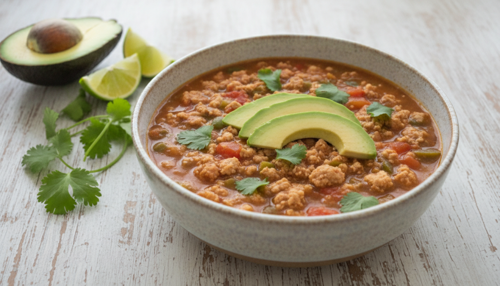 keto chili recipe made with ground turkey