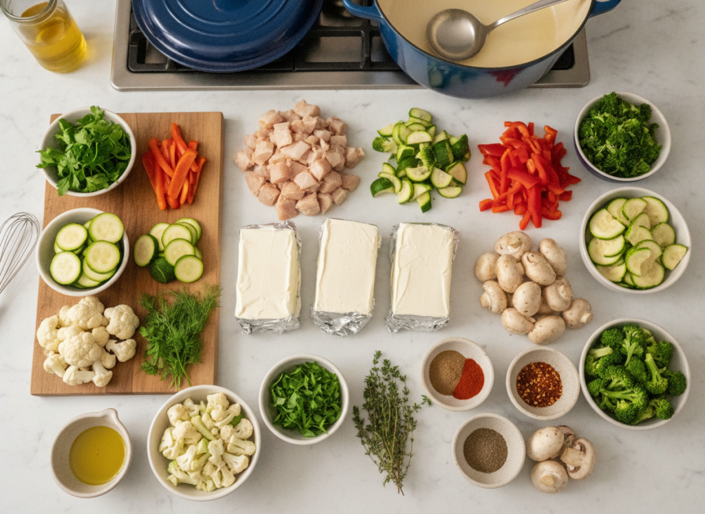 keto cream cheese soup preparation