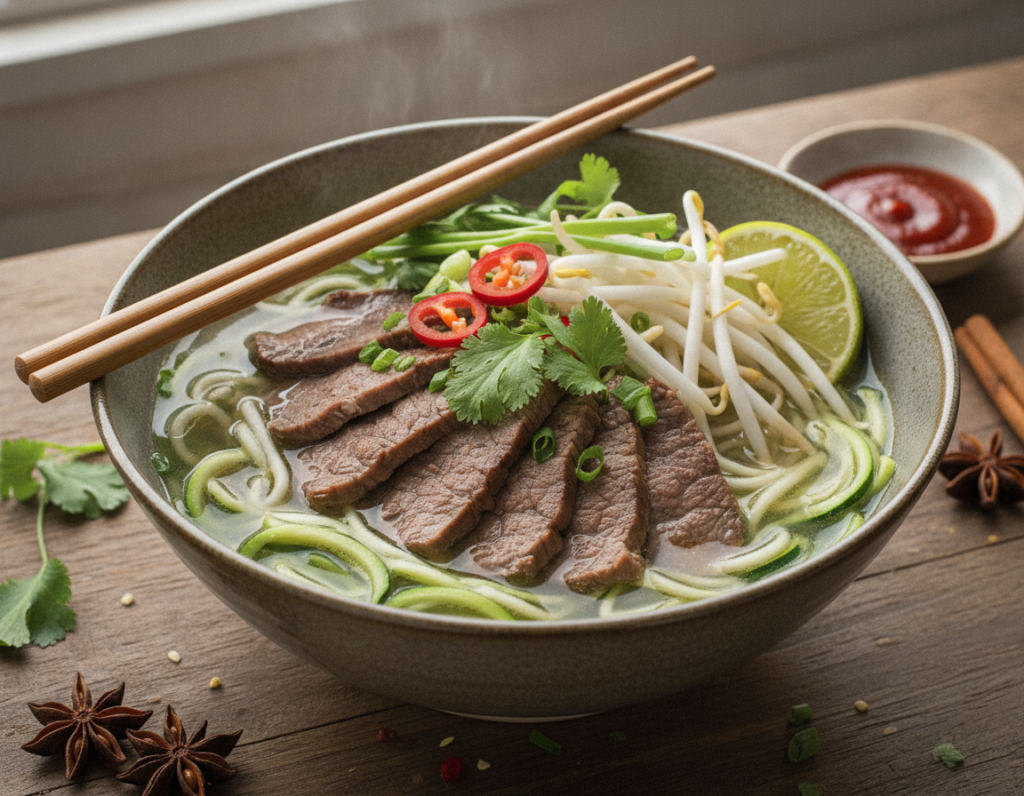 keto pho soup bowl