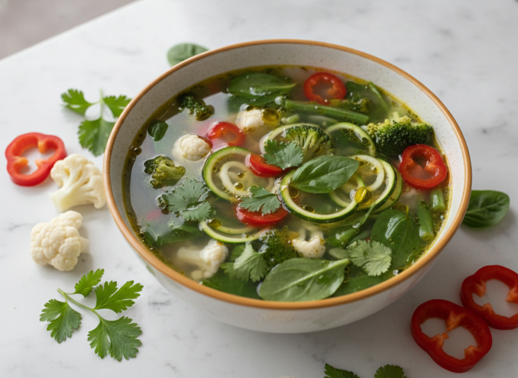 keto vegetable soup in bowl