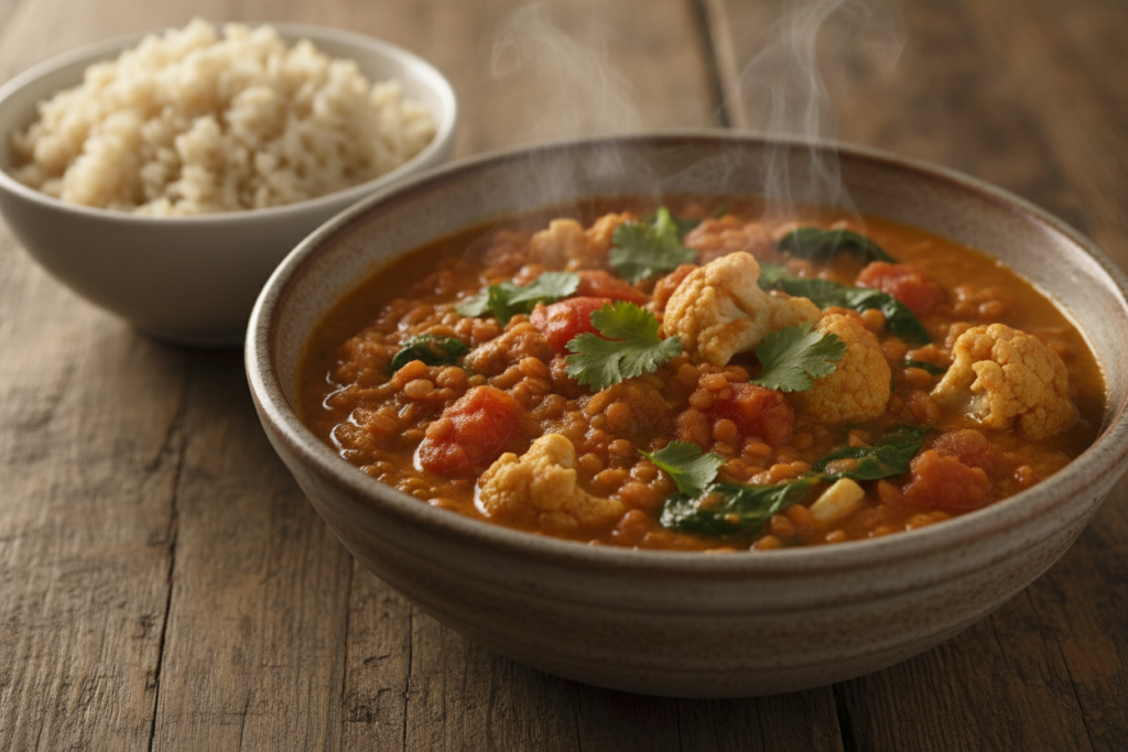 lentil and vegetable curry in a bowl lentil and vegetable curry in a bowl