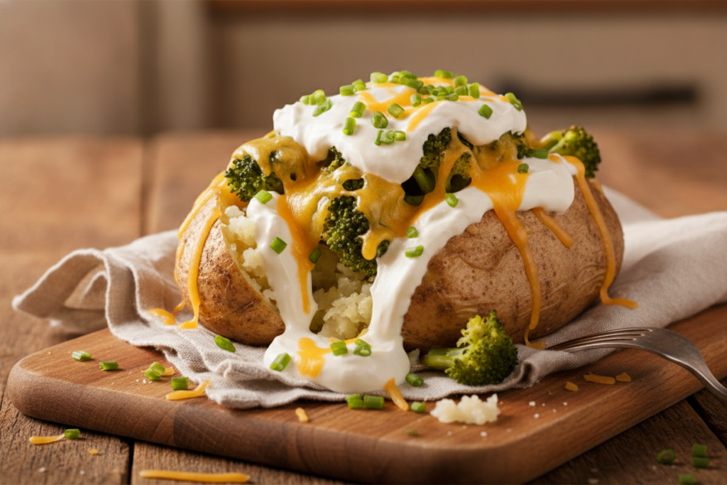 loaded baked potato with vegan toppings loaded baked potato with vegan toppings