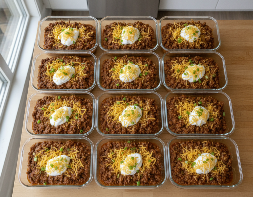 low carb chili meal prep containers