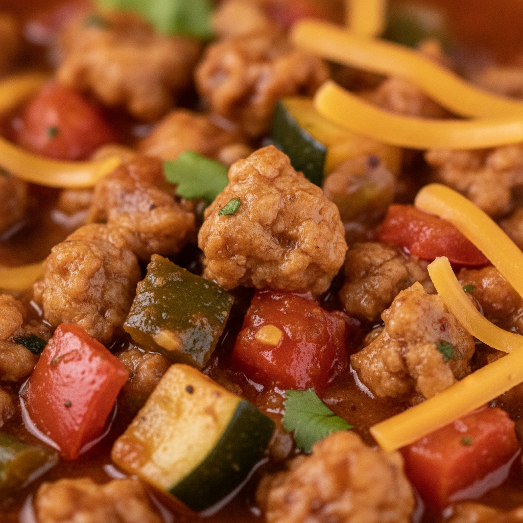 low carb turkey chili close up