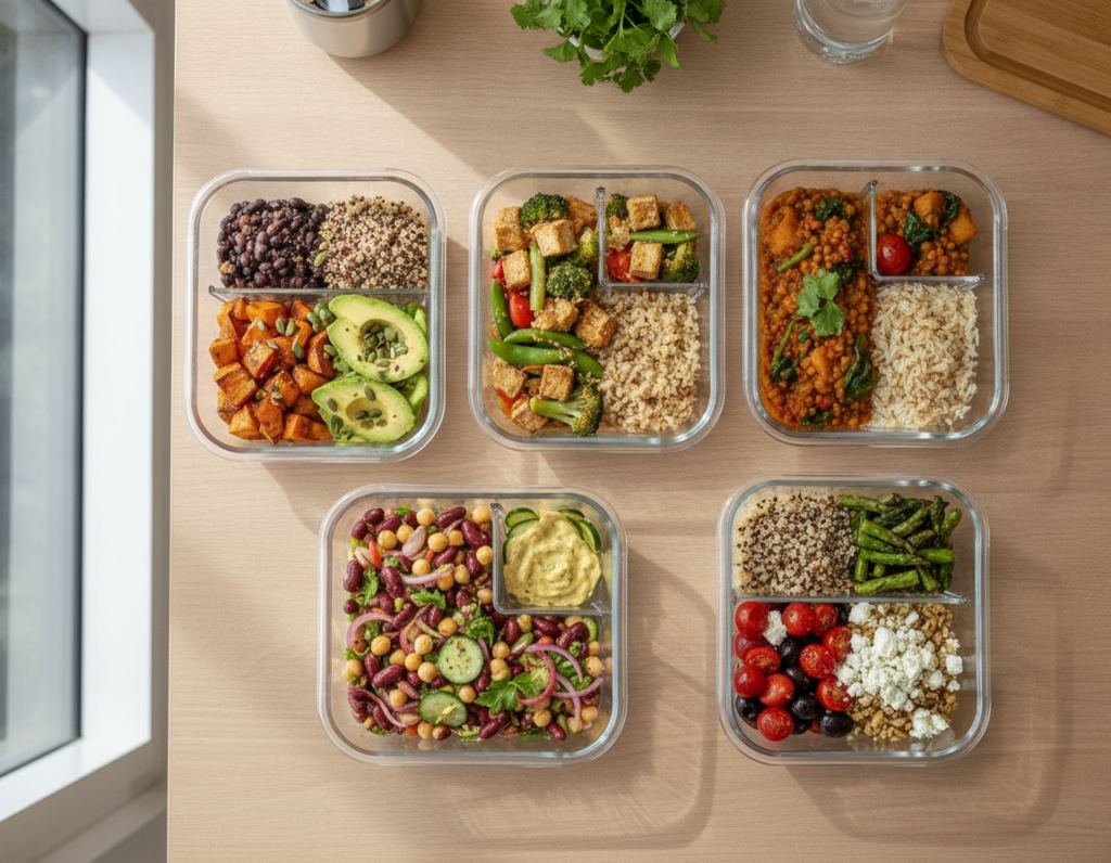 meal prep containers with balanced vegan meals meal prep containers with balanced vegan meals