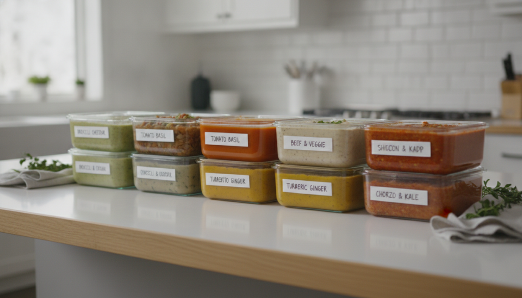 meal prep containers with keto soup