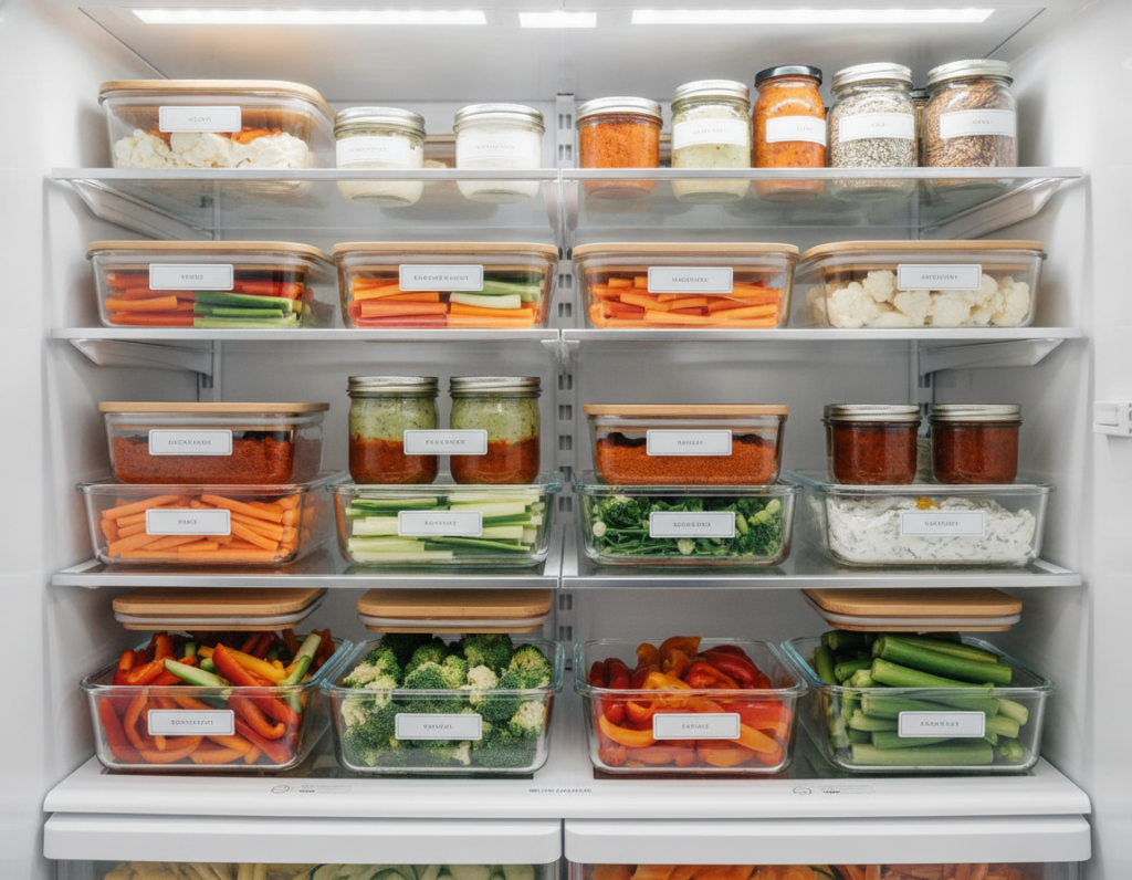 meal prep containers with prepped appetizer ingredients meal prep containers with prepped appetizer ingredients