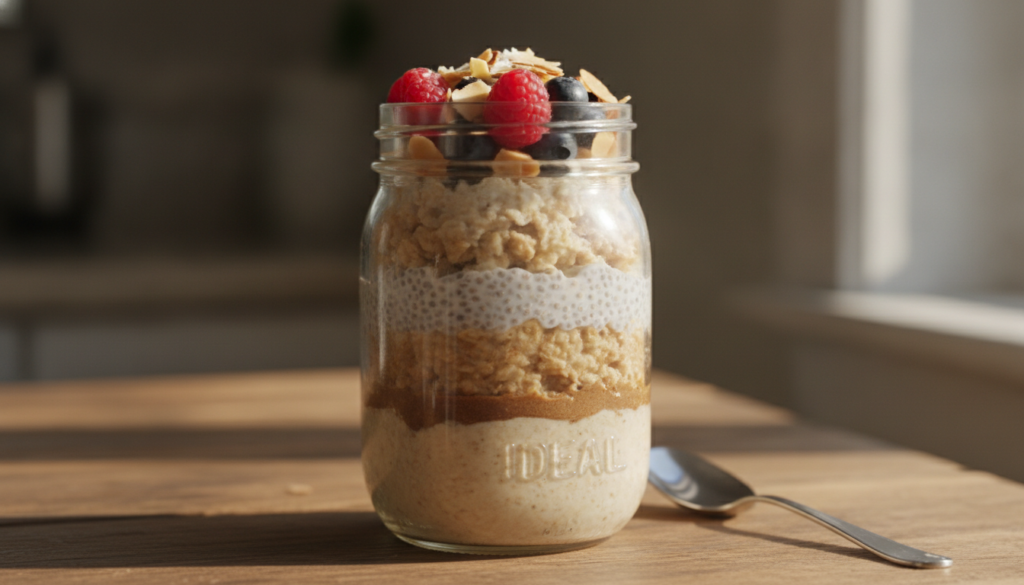 overnight oats with protein powder and nuts overnight oats with protein powder and nuts